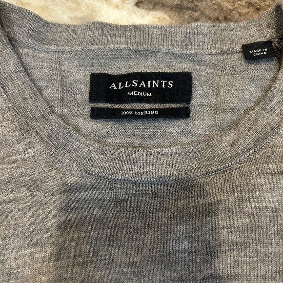 All Saints Gray Crewneck Sweater for Men size M has piling - Picture 2 of 10